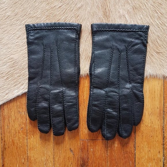 1980s Vintage Black Leather Driving Gloves, 80s Leather Driving Gloves - Picture 2 of 5